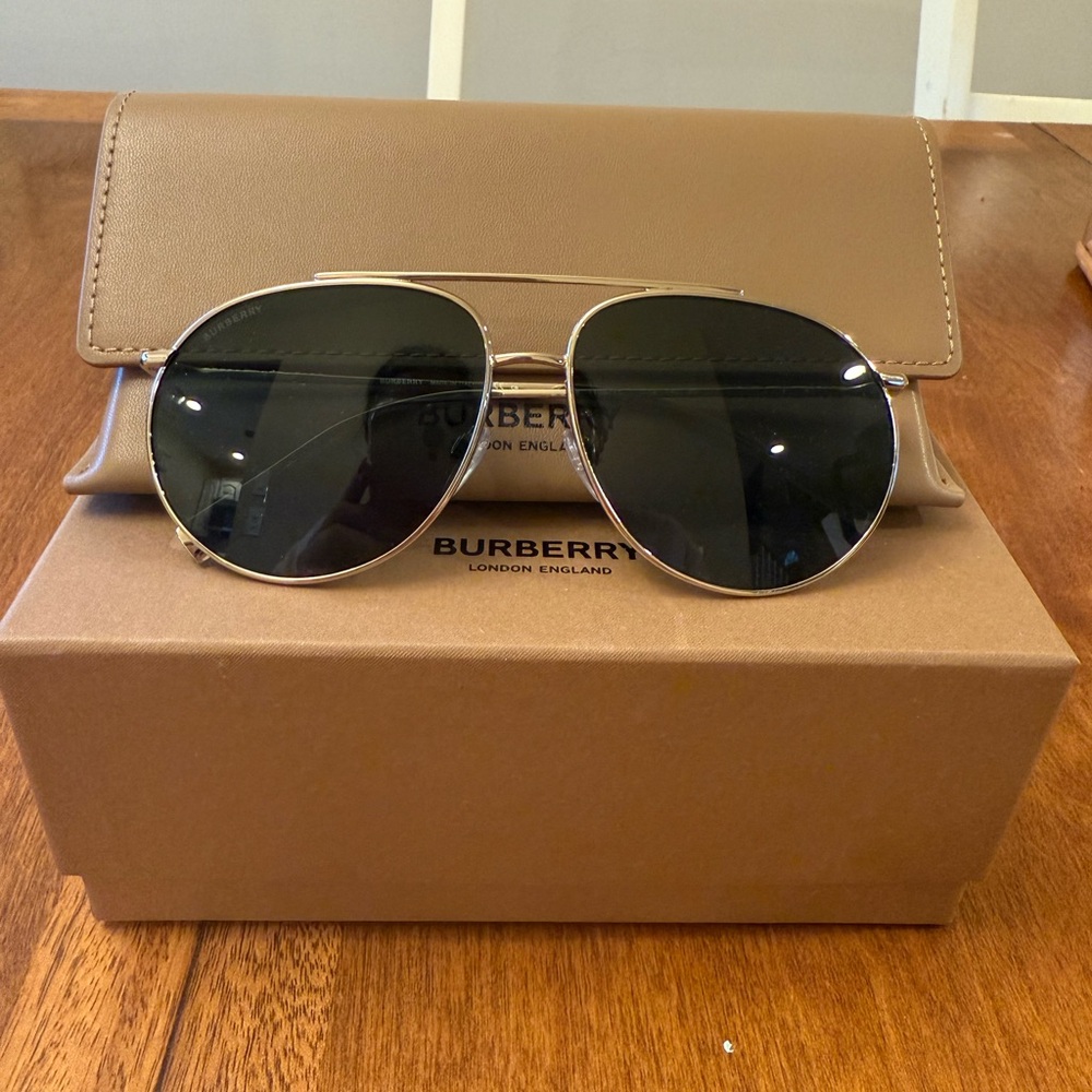 Burberry Gold Aviator Sunglasses